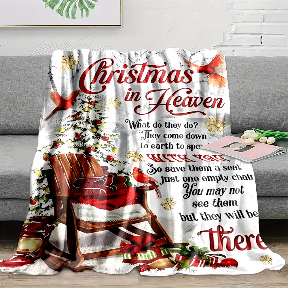 Snowy Christmas Style Pattern Christmas Slogan Pattern Printed All-Season Nap Office Small Blanket Family Blanket Gift for Family And Friends
