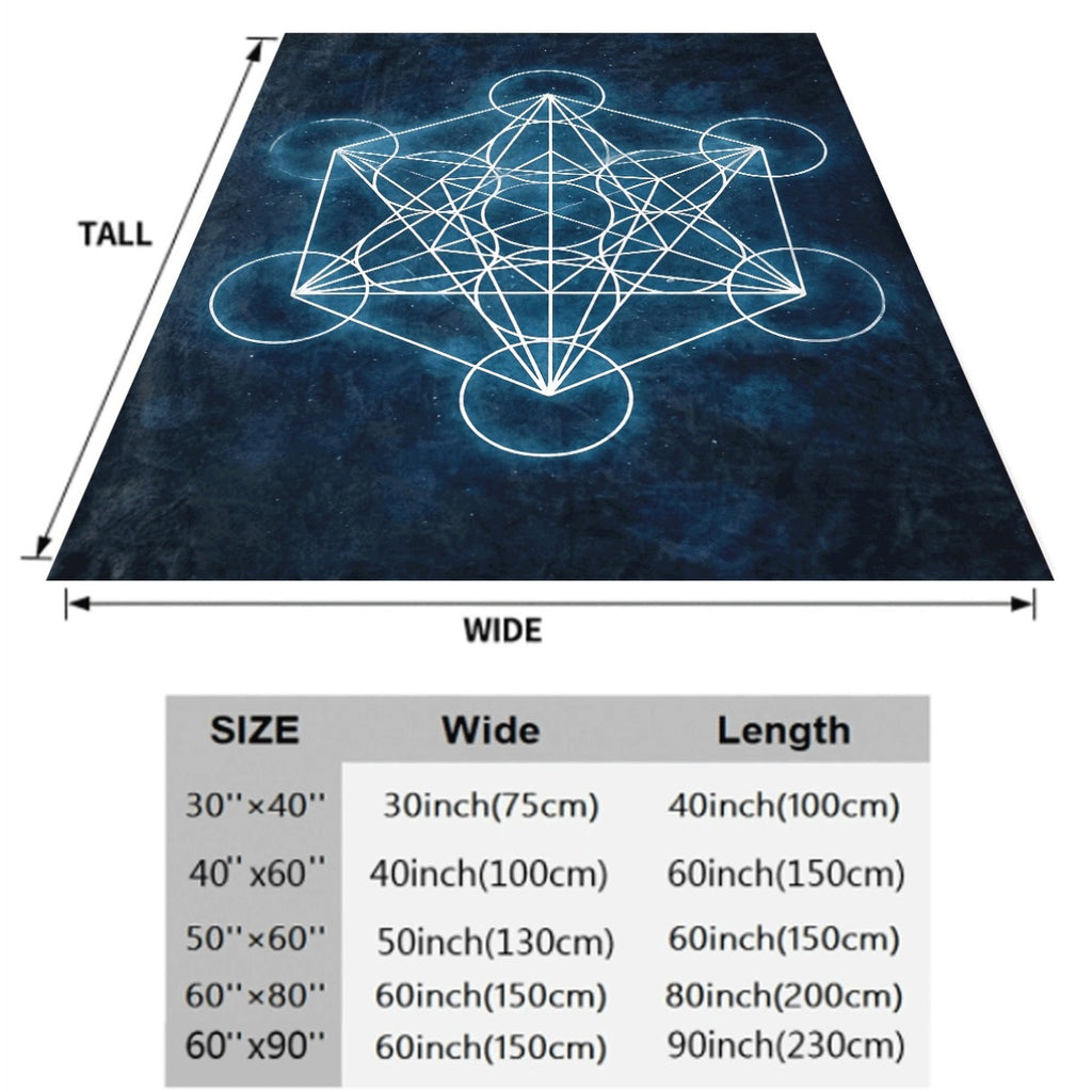 1pc a Mystical Geometric Metatron Cube Print Blanket, Soft And Reversible, Ideal for All Seasons. Perfect for Napping at The Office And Ensuring Comfort at Home. A Unique Gift Option Featuring Geometric Art