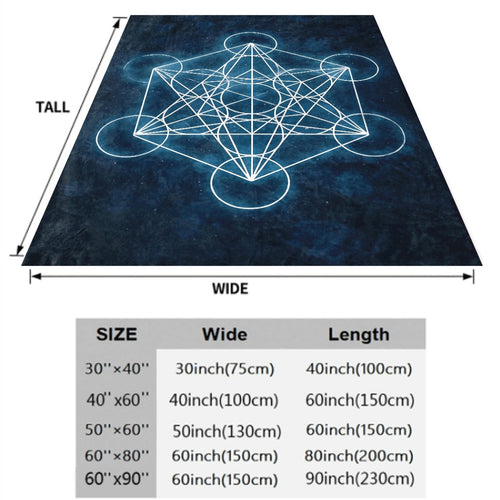 1pc a Mystical Geometric Metatron Cube Print Blanket, Soft And Reversible, Ideal for All Seasons. Perfect for Napping at The Office And Ensuring Comfort at Home. A Unique Gift Option Featuring Geometric Art