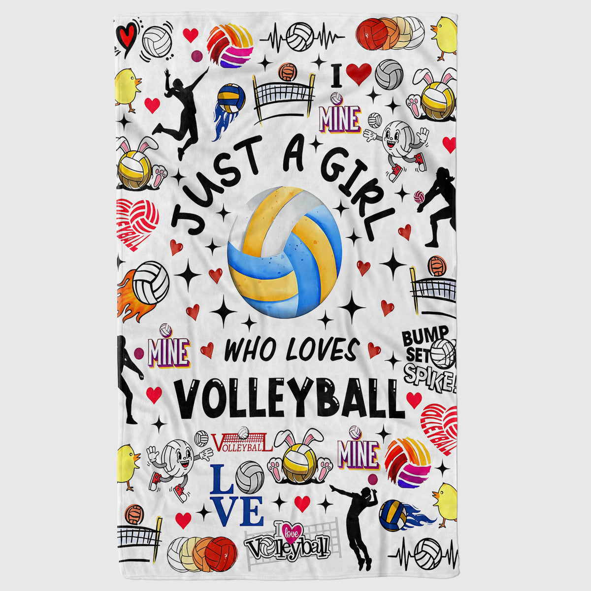 1pc Volleyball-Themed Flannel Blanket | Soft Plush with Volleyball Players, Hearts & Volleyball Balls - All-Season Couch, Office, Volleyball Decor, Camping Essential - Ideal Gift for Sports Fans & Home Decor Lovers, Polyester