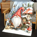 1pc Christmas Elf And Snowy Mushroom Pattern Red Design Flannel Oversized Blanket, Multi-Size Full-Body Blanket, Christmas Winter Decor, Durable Plush, All-Season Use, Suitable for Holiday Home Decoration, Reading Time, Weekend Sofa Nap