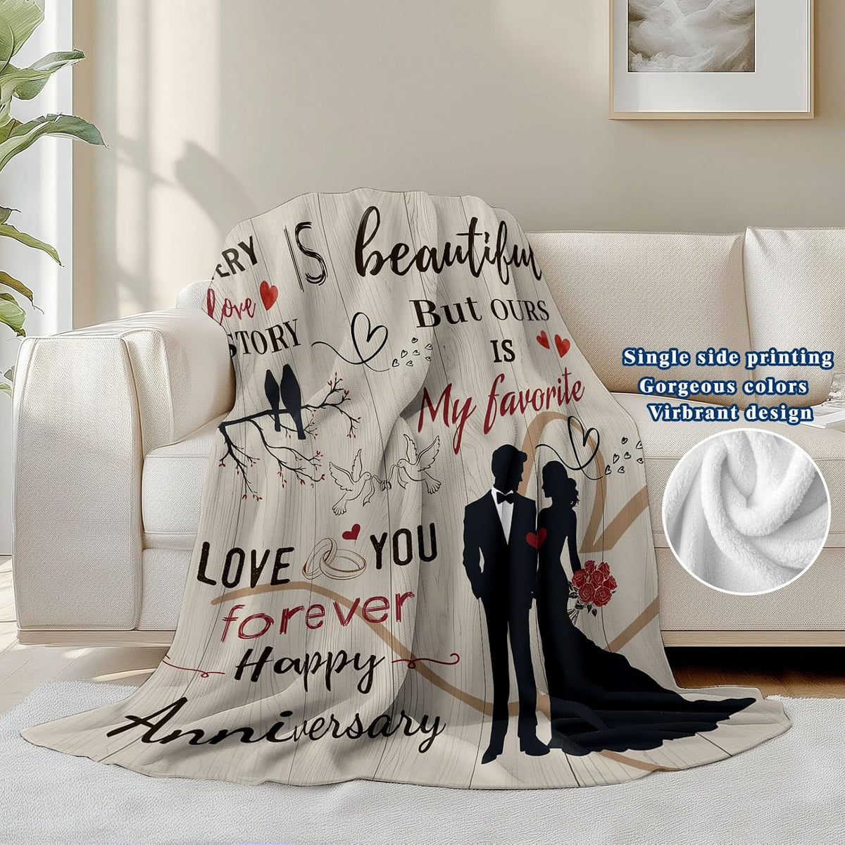 Presents for Both Genders, a Wedding Anniversary Throw for Couples, Romantic Birthday Gifts for Partners, And Cheerful Anniversary Decorations for Spouses, Measuring 50X60