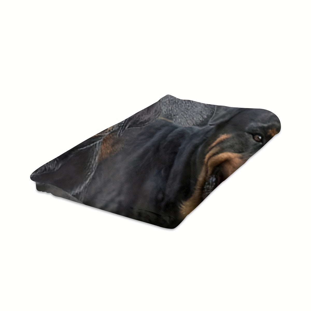 1pc 60x50 Inch Flannel Blanket - Realistic Rottweiler Dog Print, Hypoallergenic Soft Cozy All-Season Throw, Hand Wash Only, Perfect Gift for Dog Lovers, Home Decor & Warmth, Dog Blanket, Vintagestyle Design