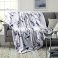 1pc Lavender Floral Pattern Flannel Blanket, Gift Blanket for Family and Friends, Nap Blanket, Throw Blanket, Sofa Blanket, Multi-purpose Blanket for Camping and Travel