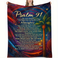 1pc Psalm 91 Scripture Blanket- Hebrew Bible Religious Shawl with Psalm 91 Scripture, Soft Flannel Suitable for All Seasons, Suitable for, Sofa and Prayer, Gift, Psalm 91 Book